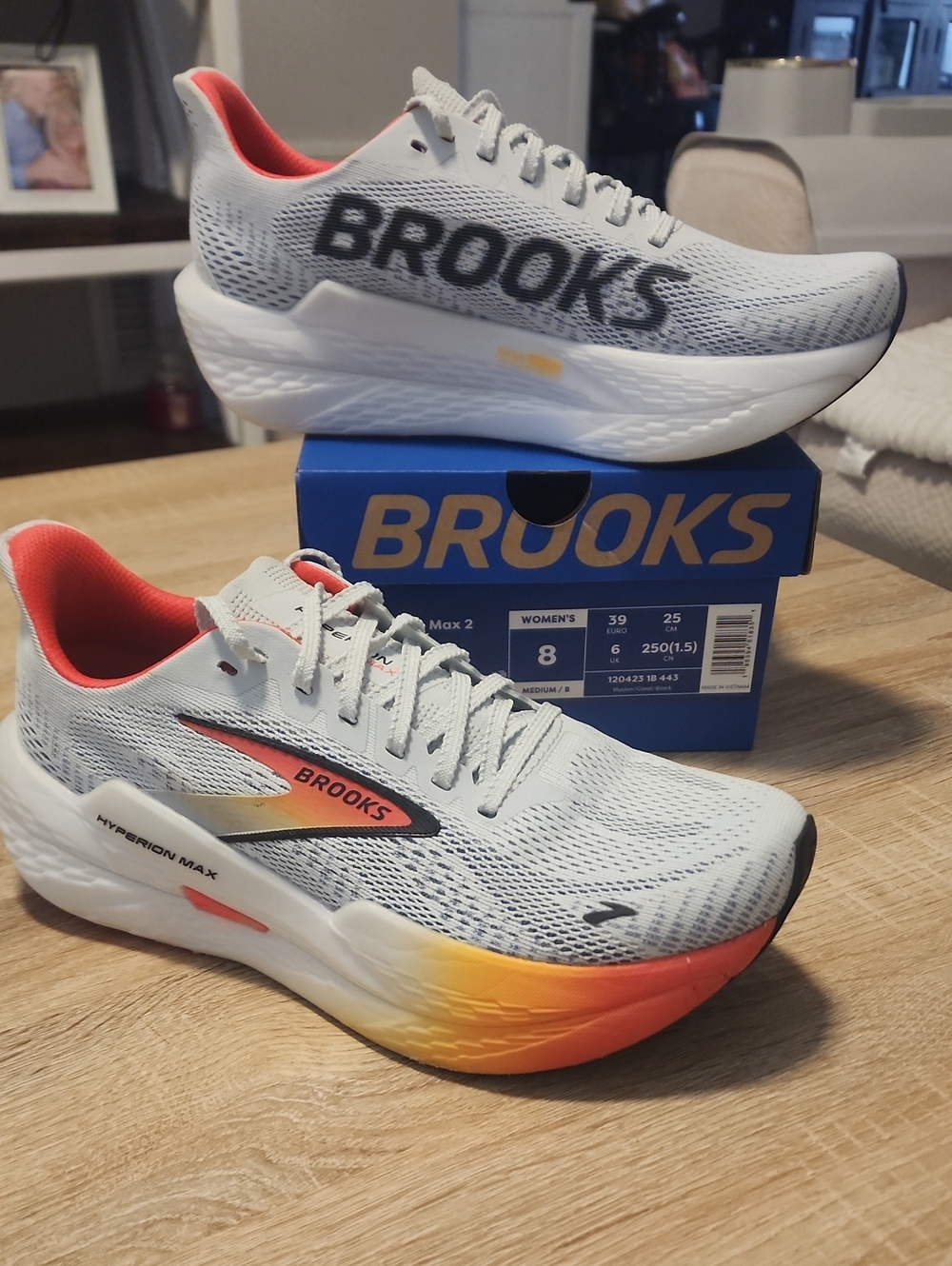 Brooks Hyperion Max 2 in white, coral, black